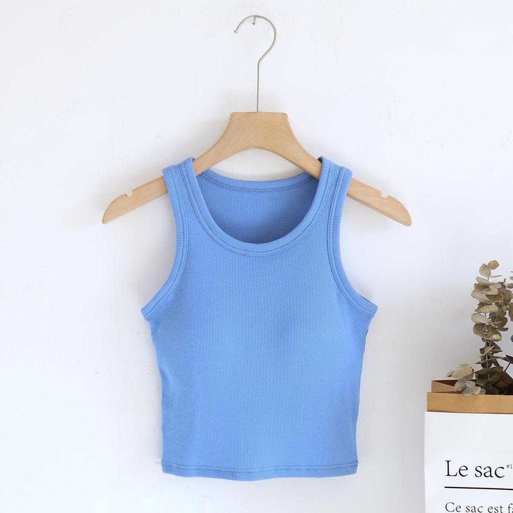 Women's Slimming Tank Top with Bra Pads, Cropped Waist Length