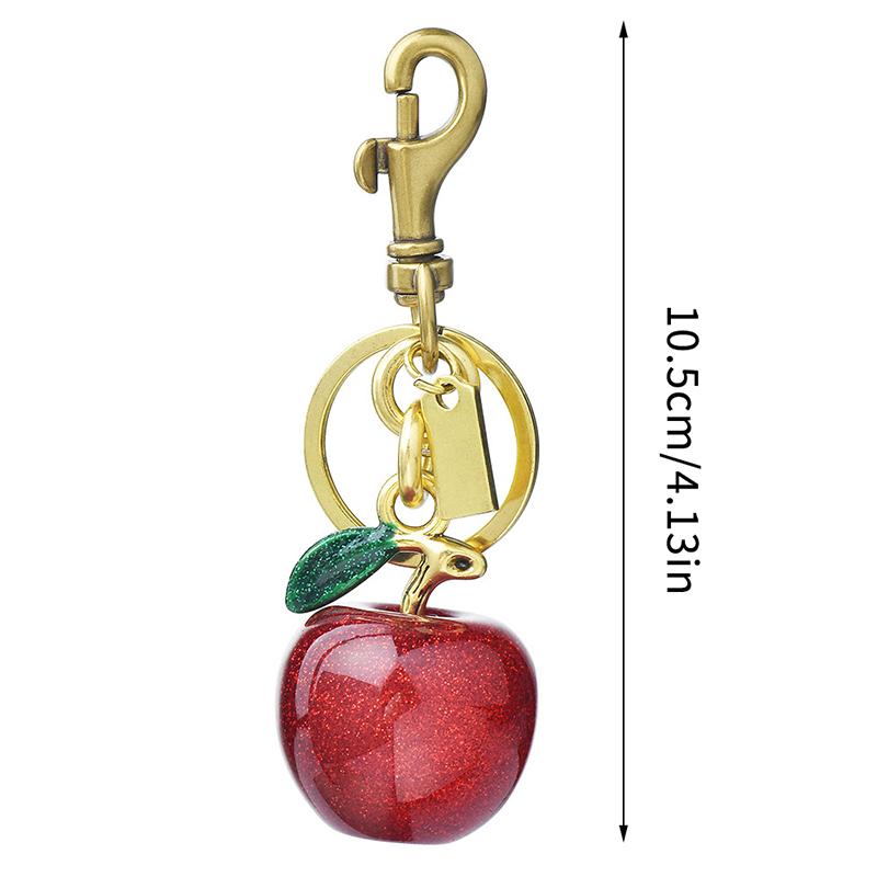 Äpple nyckelring, väska handväska berlock nyckelringar för kvinnor röd rosa blå svart handväska berlocker metall smycken present