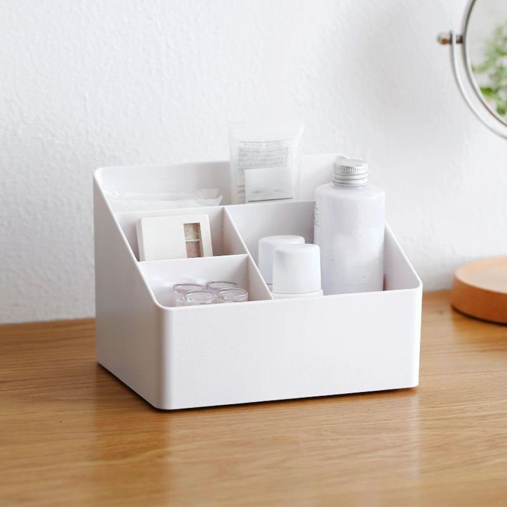 Home Organize PP Desktop Storage Box Multifunctional White Makeup Organizer Multicompartment Large Desk Office Organizer Desktop