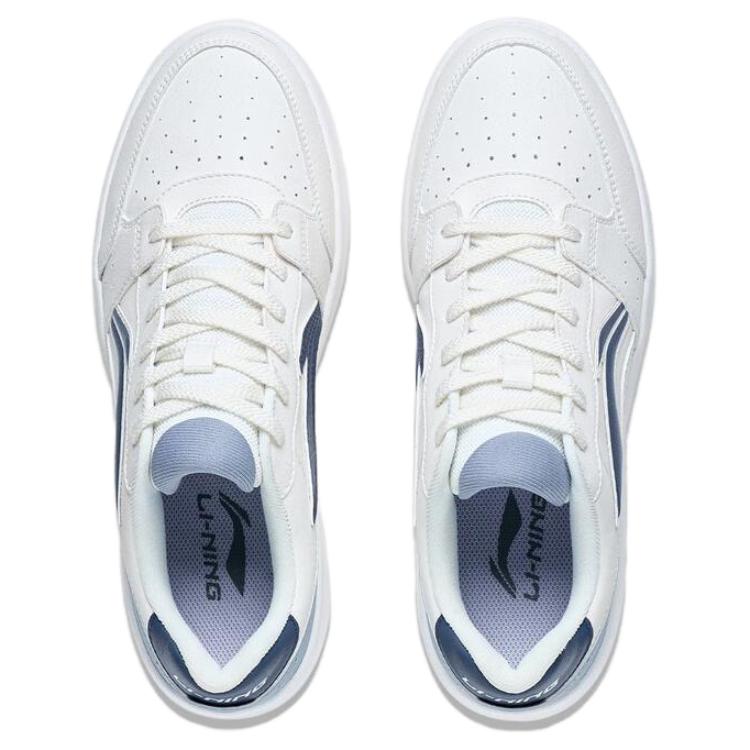 Li Ning Sycee Slip Resistant Cushioning Abrasion Resistant Height Increasing Low top Skateboard Shoes Men's White Blue AGCT339-4