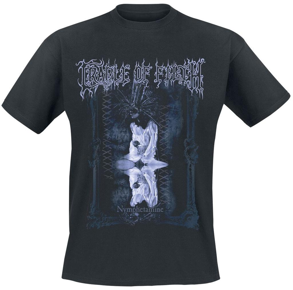 Cradle of Filth Nymphetamine Stampa a Specchio Cotone T-shirt Black Metal Streetwear Unisex Girocollo Manica Corta Maglietta