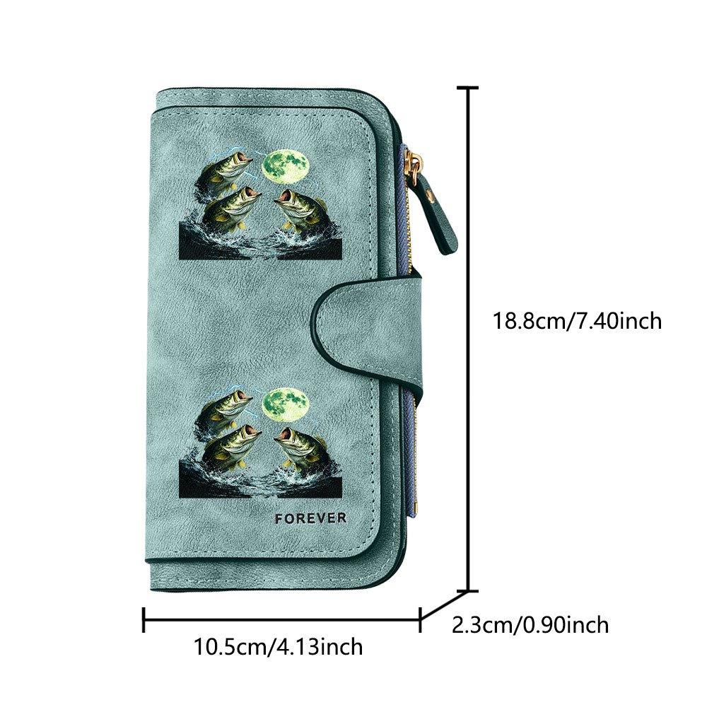 Lightning Moonlight Fish Long Zipper Wallet, Large Capacity Card Holder, Unisex Clutch Bag, Fashionable Zipper Coin Purse, Suitable for Daily Use, A