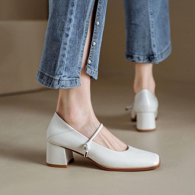 

Туфли Мэри Джейн женские 2025 новые ретро черные квадратный носок толстый каблук темпераментные одинарные туфли с юбкой 39