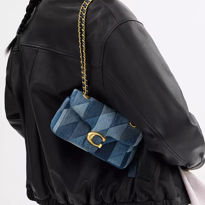 COACH Tabby Denim With Nappa Leather Shoulder Bag Small Women's Denim Blue CAM93-B4EI