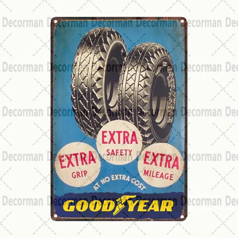 Retro Goodyear Tire Motor Oil Tin Sign  Vintage Iron Painting Wall Decor for Home Pub Bar  X CM Gift Art Poster