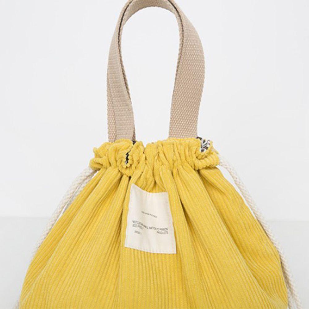 Travel Necessary Corduroy Canvas Thermal Lunch Bag Lunch Box Drawstring Picnic Tote Small Handbag