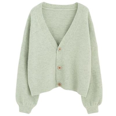 Cardigan maglione da donna primaverile e autunnale. Maglione ampio a maniche lunghe. Cardigan lavorato a maglia con scollo a V