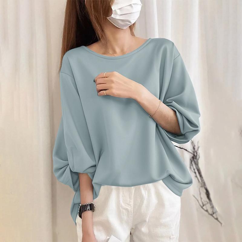 

ZANZEA Женская повседневная блузка с круглым вырезом и рукавом 3/4 S