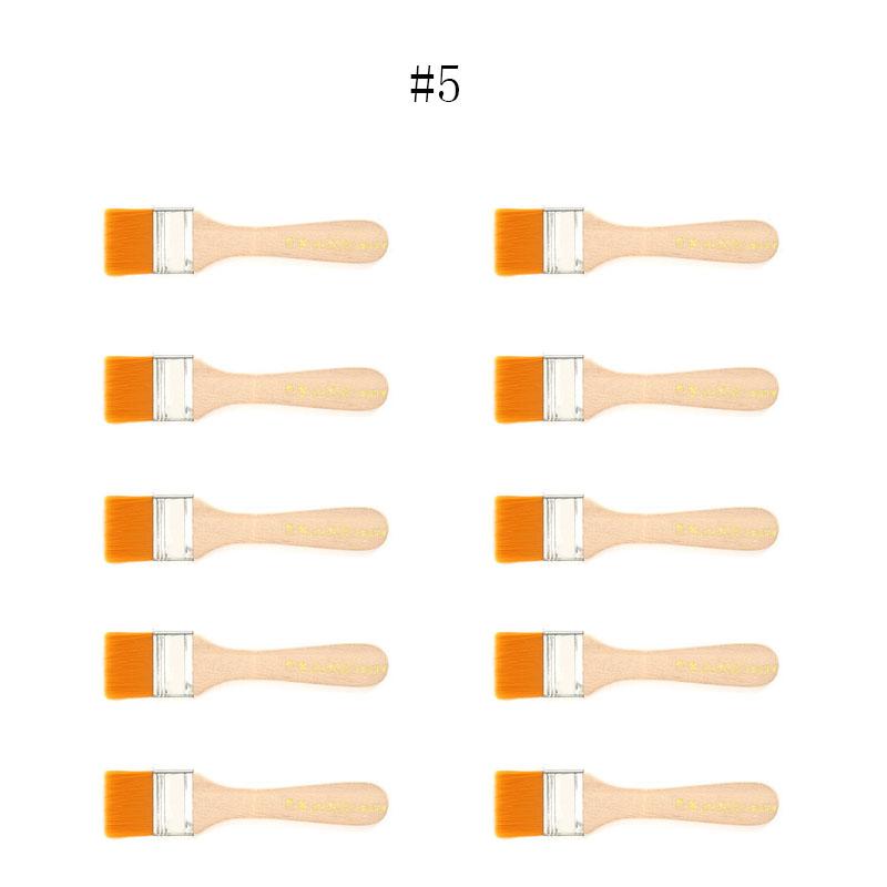 5/10/12pcs/Set Memory Nylon Paint Brushes for Acrylic/Oil/Watercolor Drawing Wooden Synthetic Bristles Easy To Clean BBQ Brush