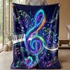 Music Notes Harmony 3 Theme Blanket Lightweight Warm Flannel Blanket Decorative Throw Blanket for Home Decoration