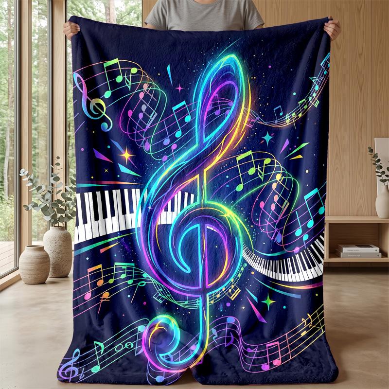 Music Notes Harmony 3 Theme Blanket Lightweight Warm Flannel Blanket Decorative Throw Blanket for Home Decoration