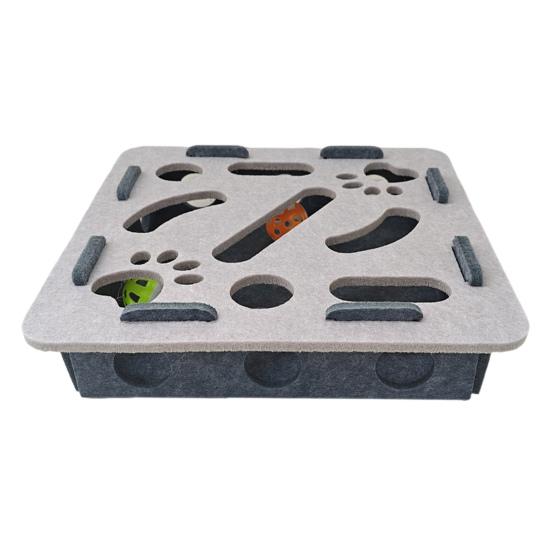 Cat Scratch Puzzle Toy Kittens Puzzle Enrichment Box Cats Self-Play Felt Maze with 2