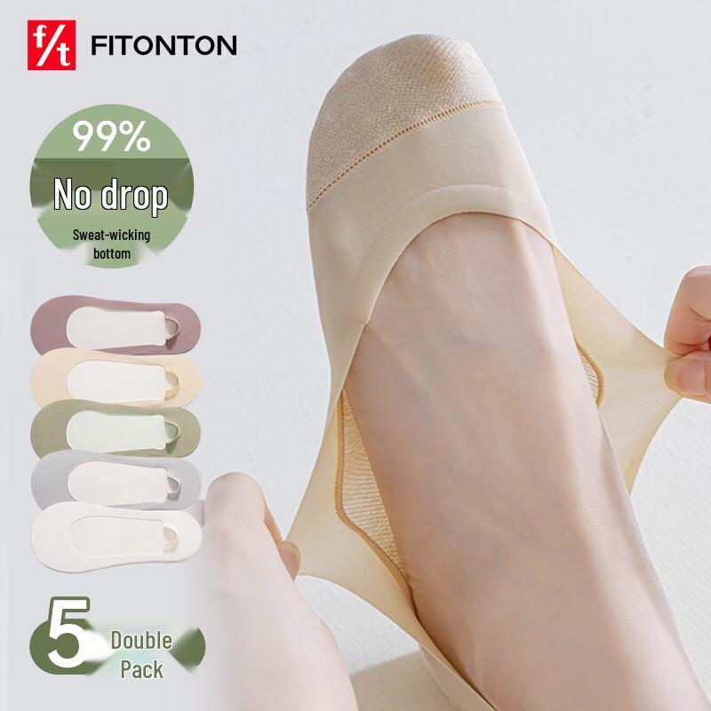 FitonTon Women s Ice Silk Breathable No-Show Socks 5-Pair Pack One Size Fits All