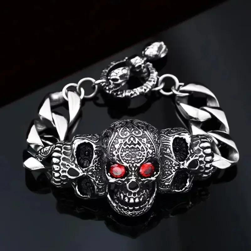 Schädel Perlenarmband Herren Dominant Retro Punk Trend Armband Gothic Hip Hop Rock Motorrad Fahren Schmuck Geschenk