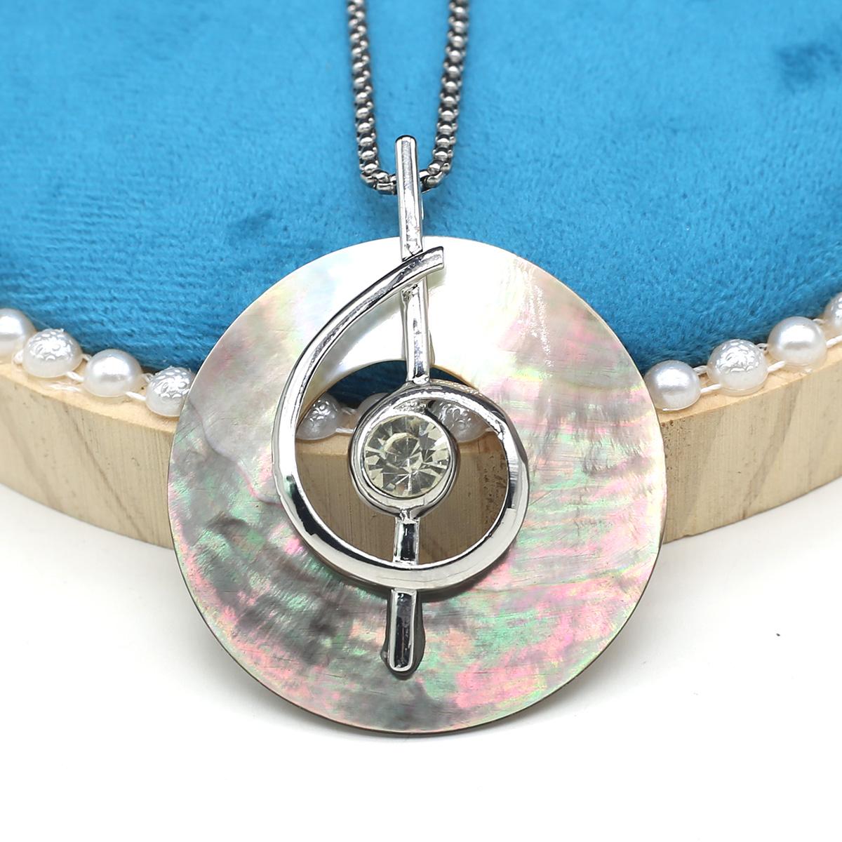 

1 шт. в партии, ожерелье из натуральной ракушки, подвеска, модные круглые подвески, металлическая цепочка, ожерелья для женщин и мужчин, ювелирные изделия 50 × 50 мм 1Pcs/50×50mm