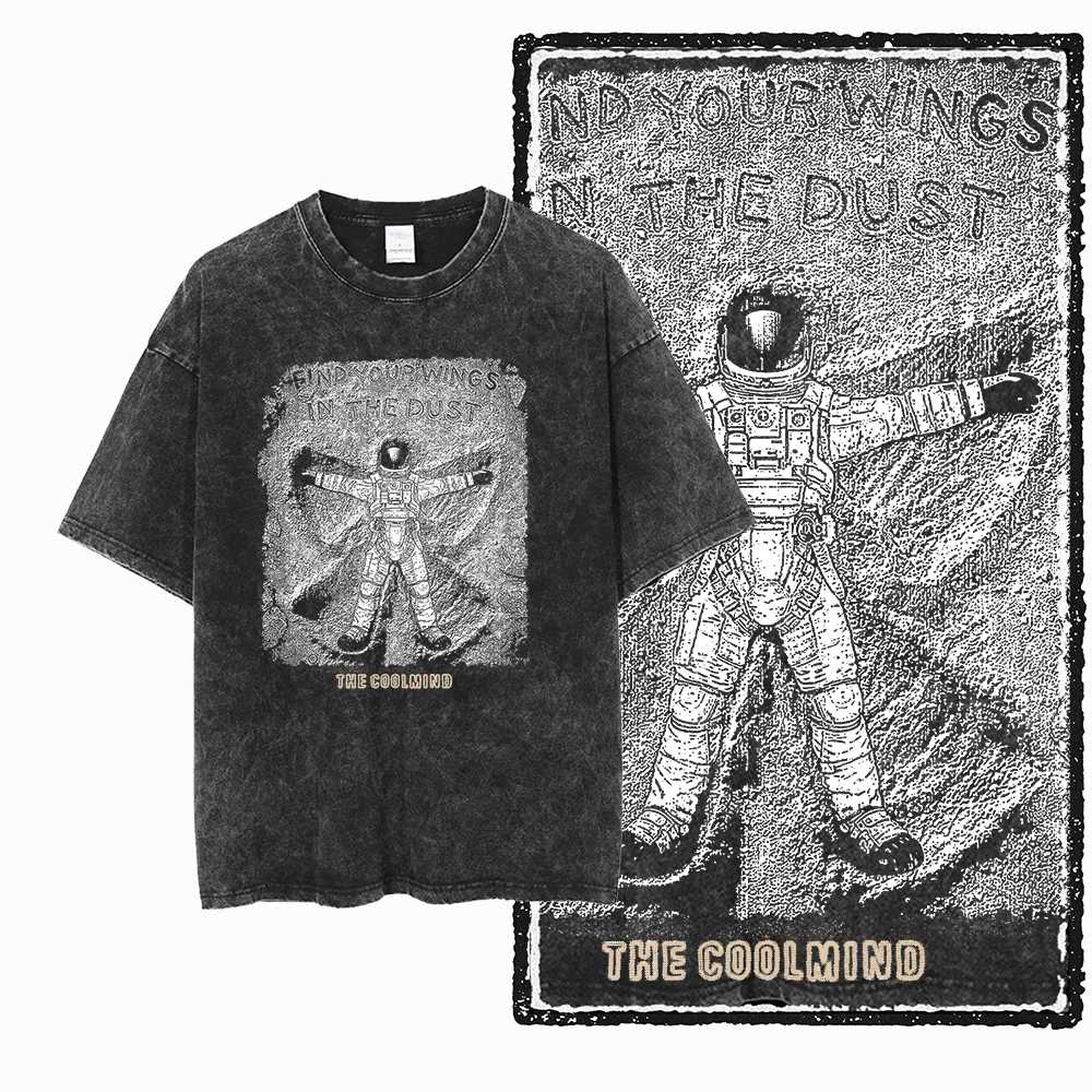 G Acid Washed Black Streetwear Cotton Space Printed Unisexs Tshirt Big Size Cool Vintage Oneck Unisexs Tee Tshirt