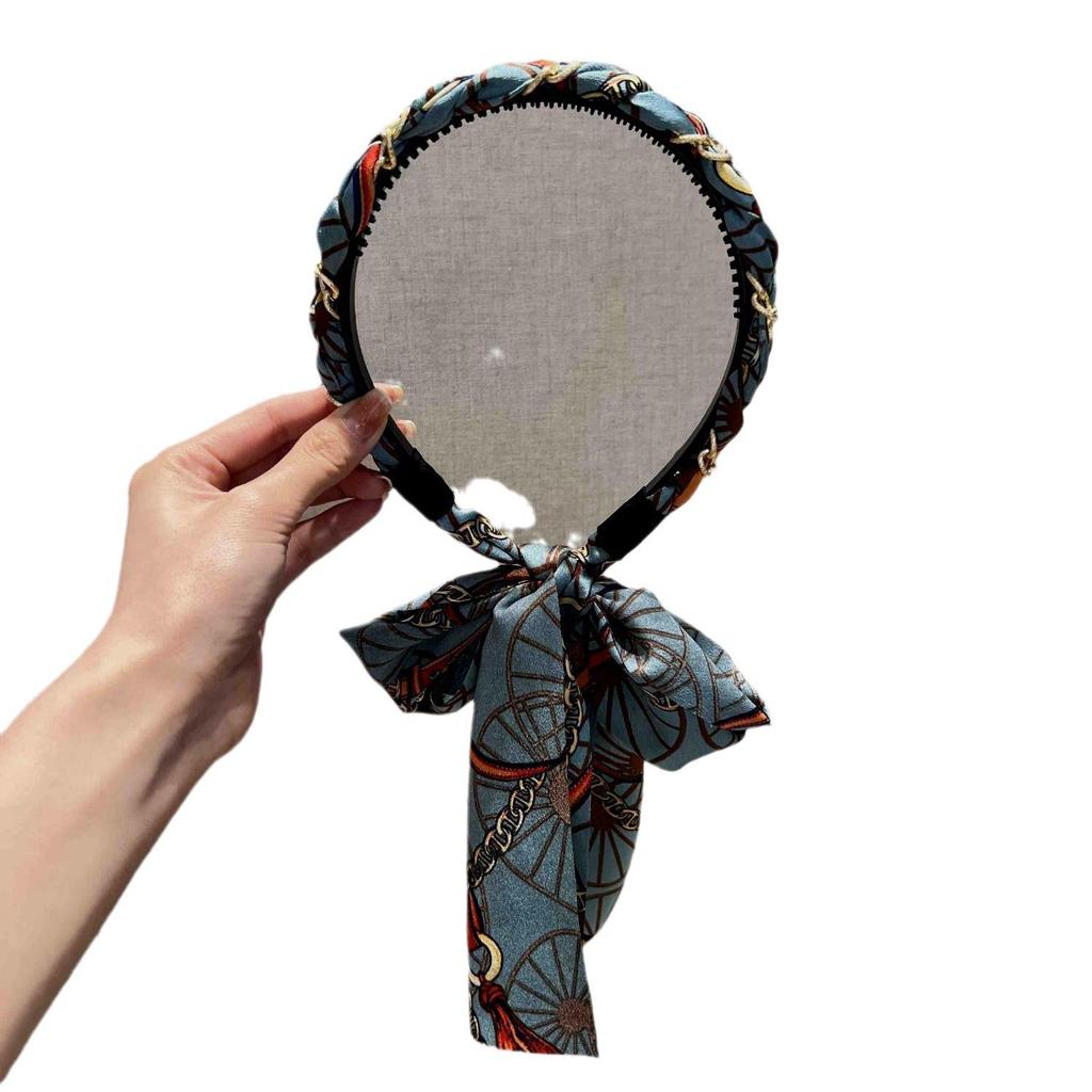 Retro Satin Chain Headband & Silk Scarf Ribbon Hair Tie