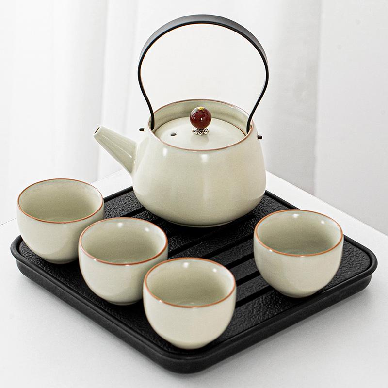 Kung Fu Tea Set Home One Pot Two Cups Tea Plate Small Ceramic Teapot Teacups Hotel Personal Small Sets Traveling