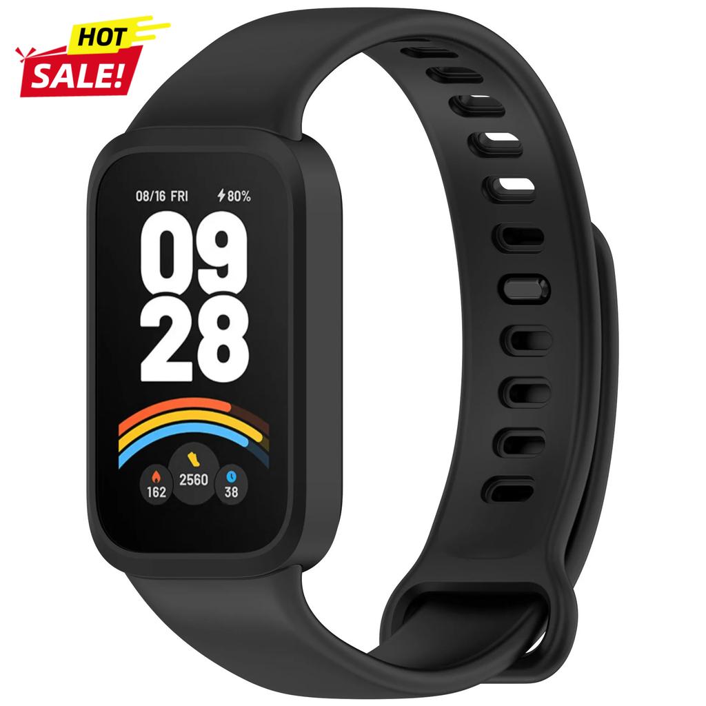 Silicone Strap+Case for Smart Band 9 Active Strap Smart Watches Accessories Bracelet for Redmi Band 3 Strap Watch Cover
