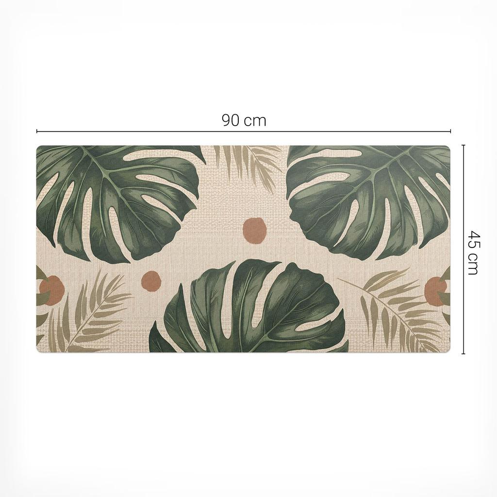 Gamingowa Mata Ochronna Pod Klawiaturę I Myszkę Liście Tropikalne 90X45 Cm