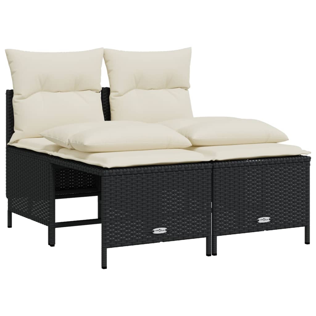 4 piece garden sofa set with cushions black poly rattan