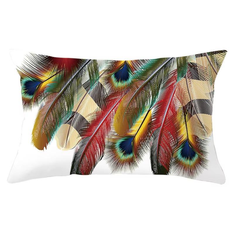 30X50cm Feather Pattern Printed Decorative Cushion Bedroom Living Room Backrest Home Rectangular Pillowcase