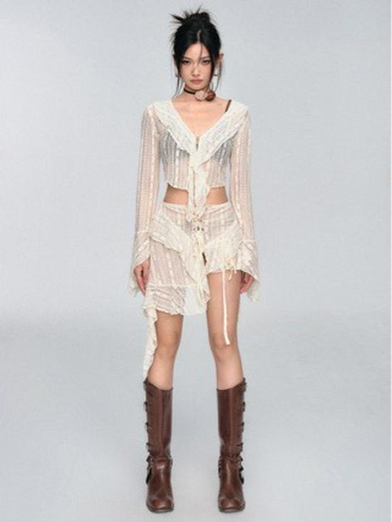 

Pinkup Сексуальный кружевной купальник-накидка из четырех частей для женщин – Купальник с утягивающим талию эффектом для горячих источников и отпусков L 105-120 lbs