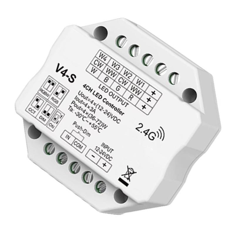 A25F-V4-S 2.4G RF Remote Dimmer 4 Channel RGB RGBW Led Controller 4 In 1 Controller