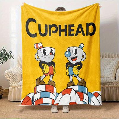 1pc Cuphead,Mugman,Bros Print Flannel Blanket Suitable for All Seasons, Perfect for Home, Travel, or Camping 29