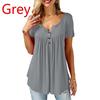 Ladies Casual Women Blouse O Neck Shirts Loose Elastic Short Sleeve Tunic Button Top