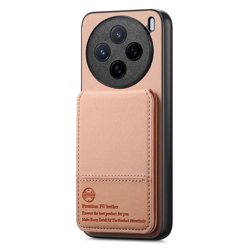 Für vivo X200 5G Hülle Stofftextur Leder+PC+TPU RFID-blockierende Handyhülle mit Kartenhalter