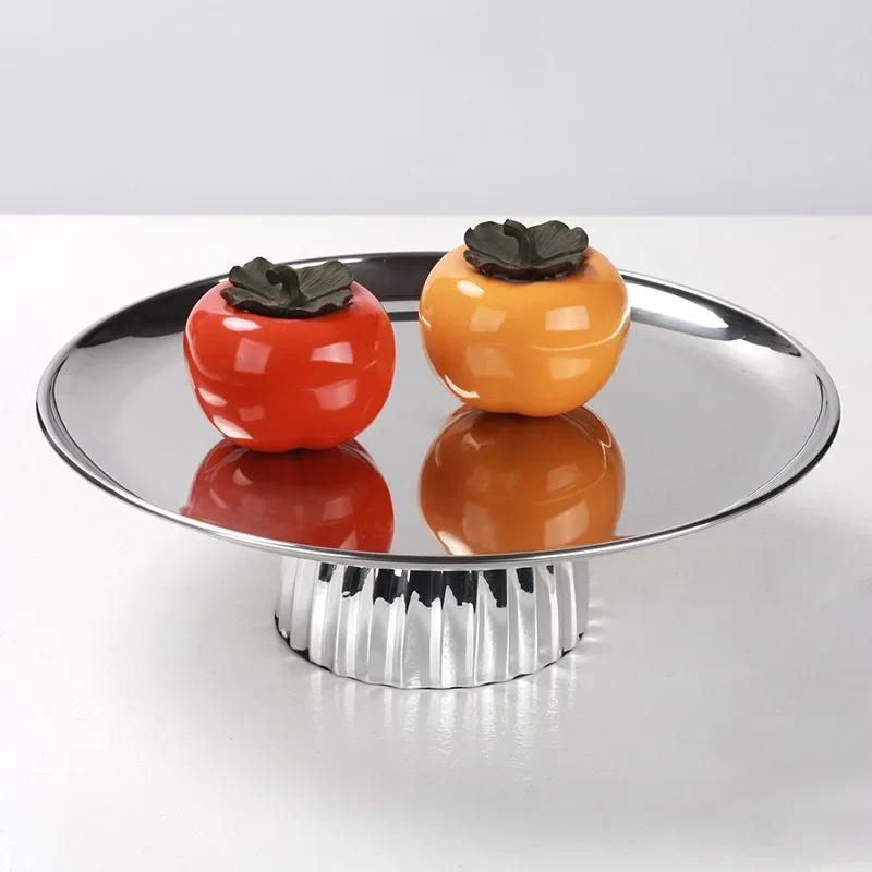 Luxury Metal Semi-circular Vertical Fruit Tray, Stainless Steel High Footed Snack Storage Tray, Dining Table Decoration Ornament
