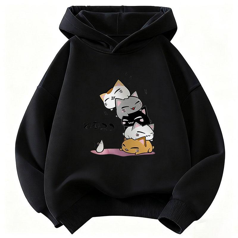 Y2K Funny Cat Graphic Kids Cat Children's Sweatshirt Casual Hoodies for Boys Girls Clothes
