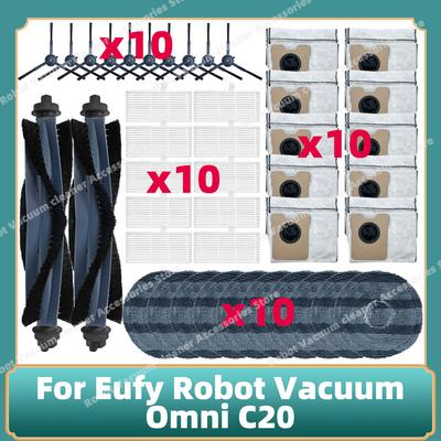 תואם לחלקי Eufy Omni C20 מברשת צד ראשית פילטר HEPA מטלית מיקרופייבר שקית אבק אביזרים חלופיים