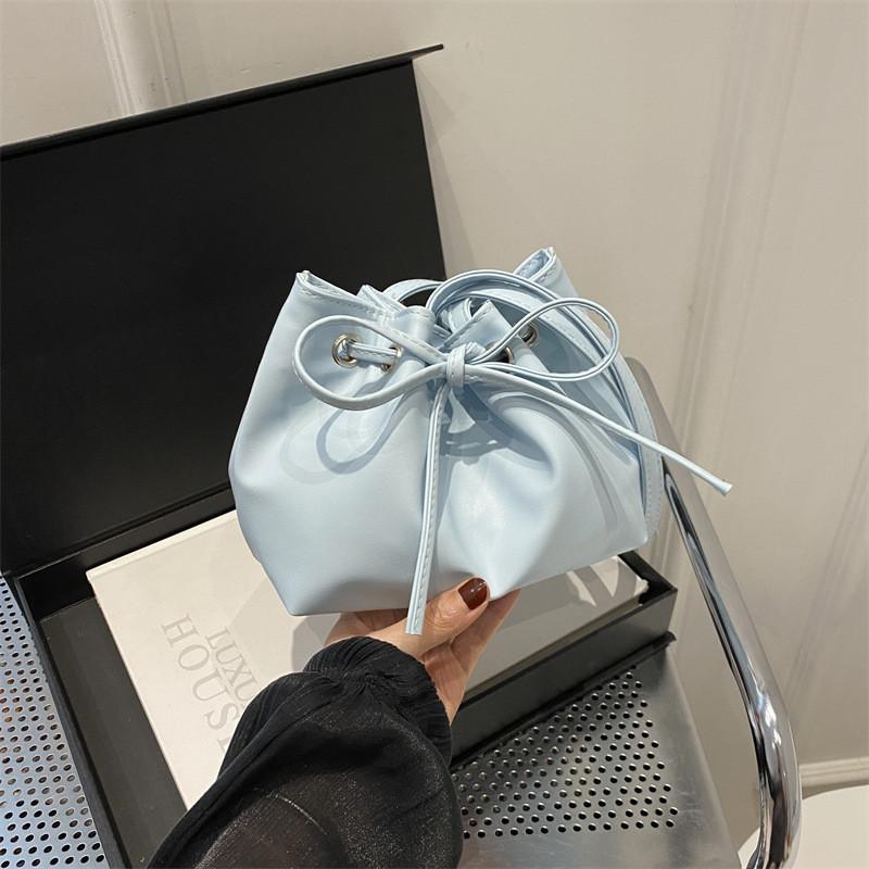 Stylish 2024 Women's Pu Leather Bucket Bag Trendy Single Shoulder Handbag With Bow