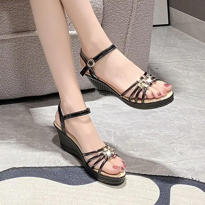 Heeled Open Toe Ladies Shoes 2025 Luxury On Offer Original Sales Summer Comfortable New Breathable Fashion Daily Women's Sandals
