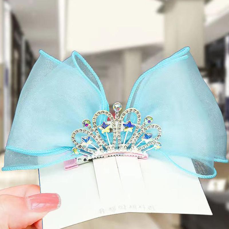 New! Kids Crown Hairpin Cute Sweet Mesh Bowknot Lace Princess Hair Accessories For Little Girls