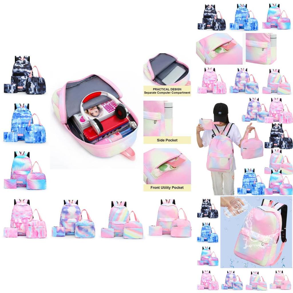 Stylish And Durable Nylon Backpack Set 3 Piece School Bag Lunch Bag And Pencil Case Unisex Design