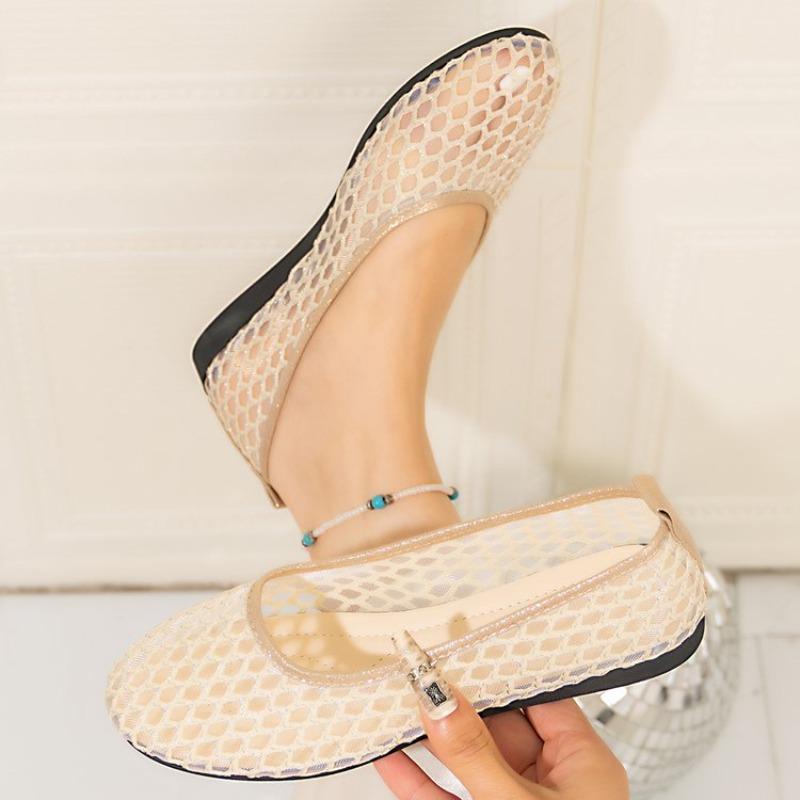 Fashion Air Mesh Hollow-carved Design Women Flat Shoes  Ladies Shoes Round Toe