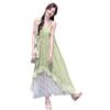 Mori Wizard of Oz Vacation Wind Lace Splicing Suspender Dress Women's Summer New Romantic Unique Beautiful Long Dress