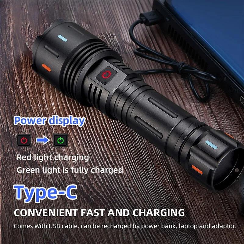 High Power Search Zoom Flashlight Strong Light Tactical Torch Camping Adventure Emergency Spotlight Flashlight With Fluorescent