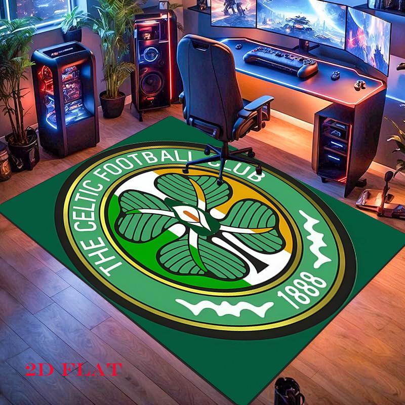 Celtic Football Club Teppich für Wohnzimmer Schlafzimmer Zuhause Sofadekoration, Rutschfeste Bodenmatte für Kinder zum Spielen