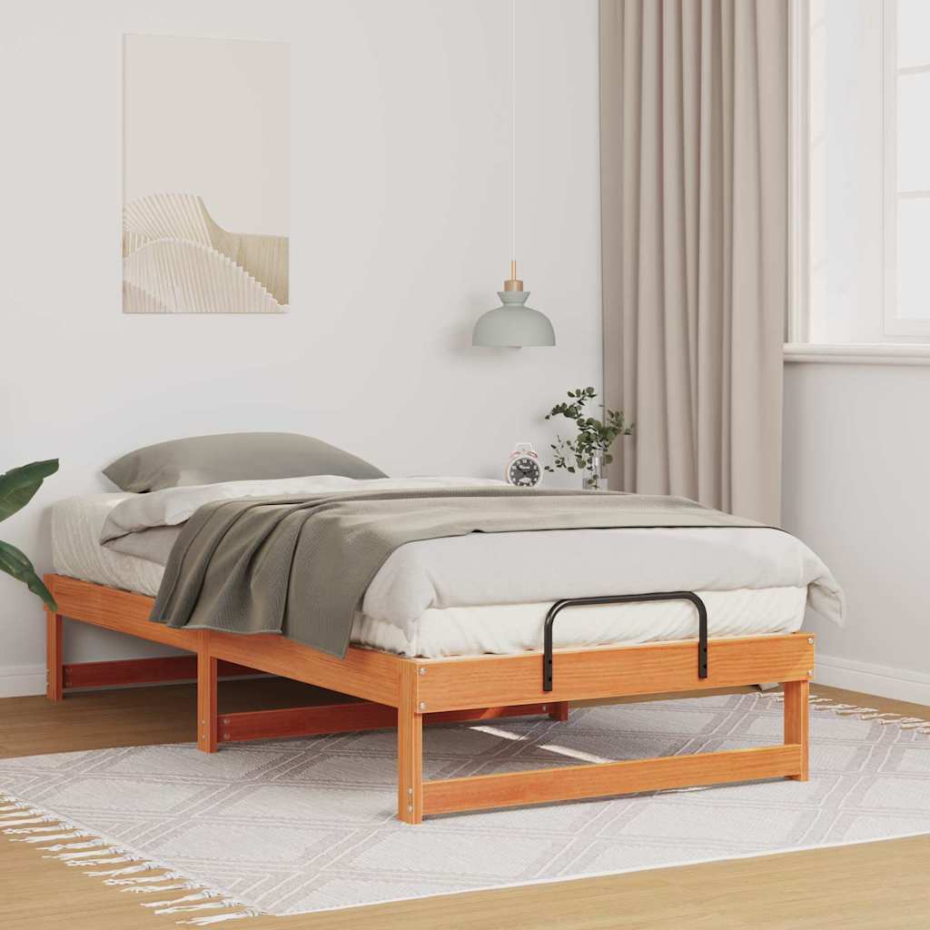 Brown Bed Frame 90 x 190 cm Solid Pine Wood
