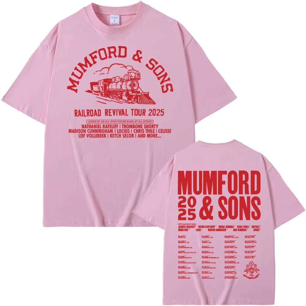Mumford Sons Railroad Revival Tour 2026 Print T Shirt Men Women High Quality Casual Tshirts Fashion Retro Cotton Tshirt