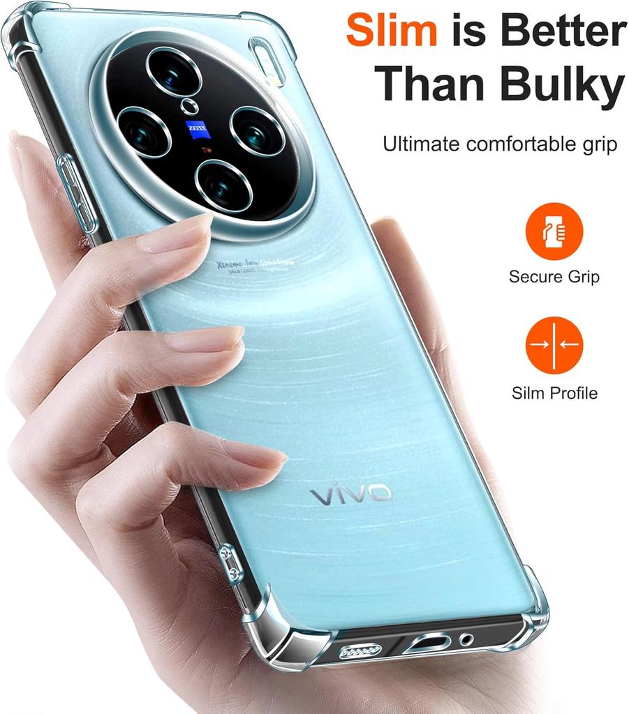 Four-Corners Shockproof TPU Case for VIVO X100 Pro X90 Pro+ Plus Protective Cover Clear Capa Fundas Coque