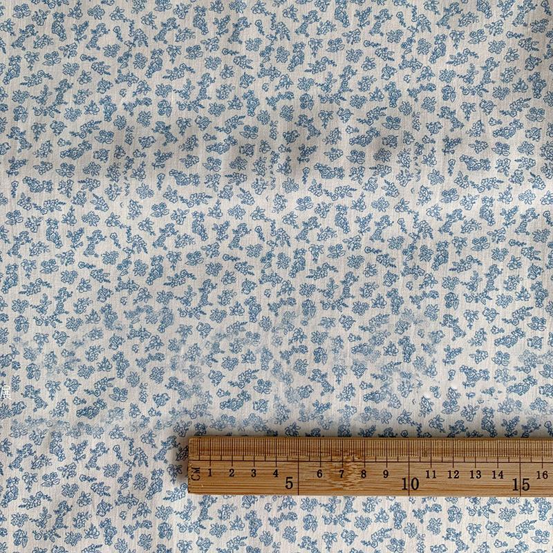 Tela de Algodón 100% de 1 m Cuadrícula Azul Lunares Florales Estampado Digital Tela para Ropa Ropa de Casa Ropa de Cama Manteles Cortinas Manualidades