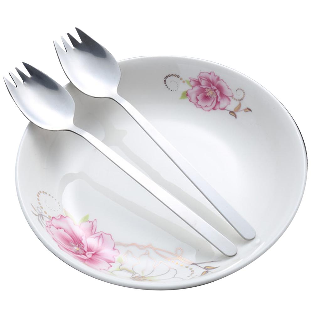 10Pcs Spork Camping Tableware Stainless Steel Flatware Utensil Set Long Handle Portable Noodle Fork for Dessert Ice Cream Salad China Mainland