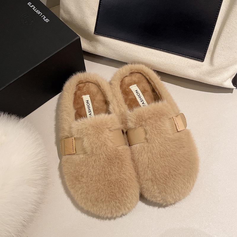 Wszechstronne buty Mao Mao z płaską podeszwą damskie 2025 nowe jesienne ciepłe buty wsuwane modne i delikatne z noskiem w kształcie worka buty bawełniane