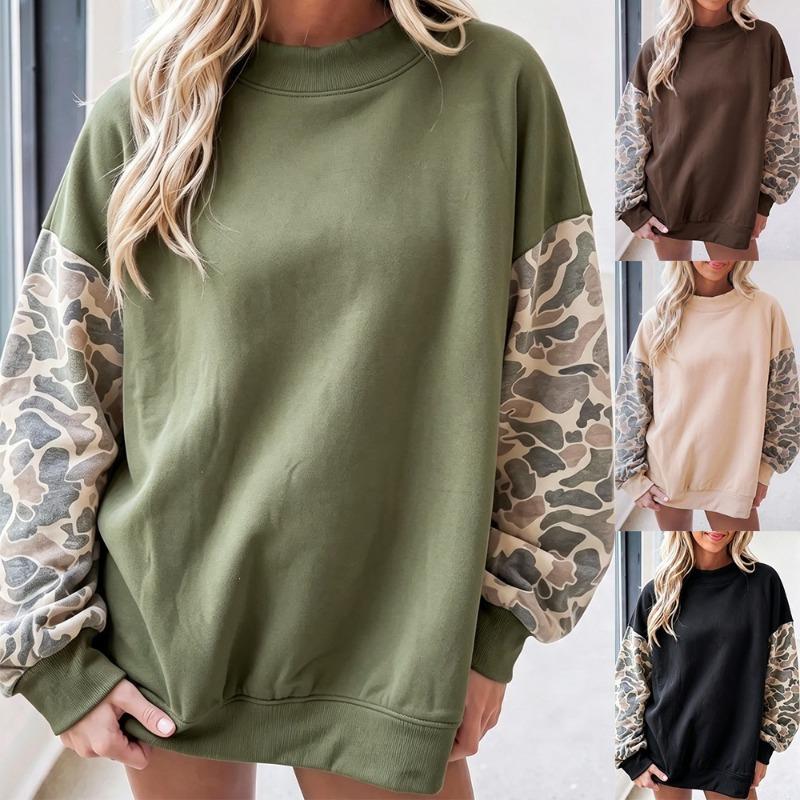 Women S Loose Fit Camouflage Pullover Long Sleeve Sweatshirt