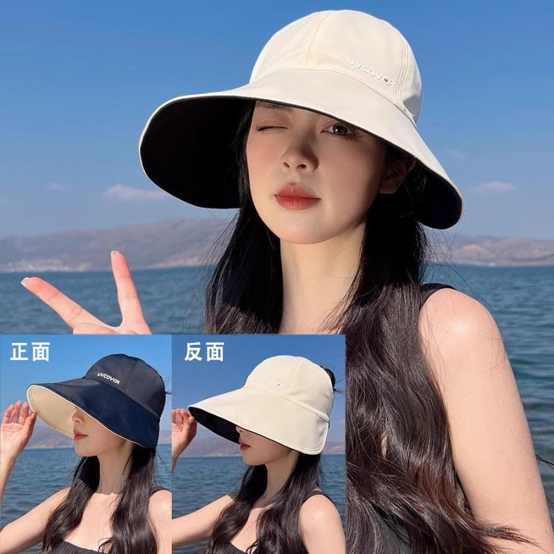 Ice Silk Ponytail Sun Protection Cap Cap Cap Bucket Hat Women's Sun Hat Empty Top Hat Summer Hat Women's New Model